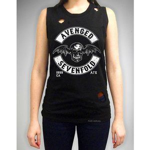 Avenged Sevenfold Bat Cuts Logo A7X metal rock Official Tank Top L NWT